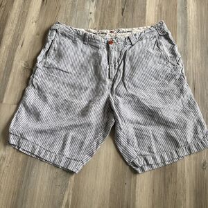 Tommy Bahama Relax Shorts Mens 100% Linen Gray Striped Pockets - size 34